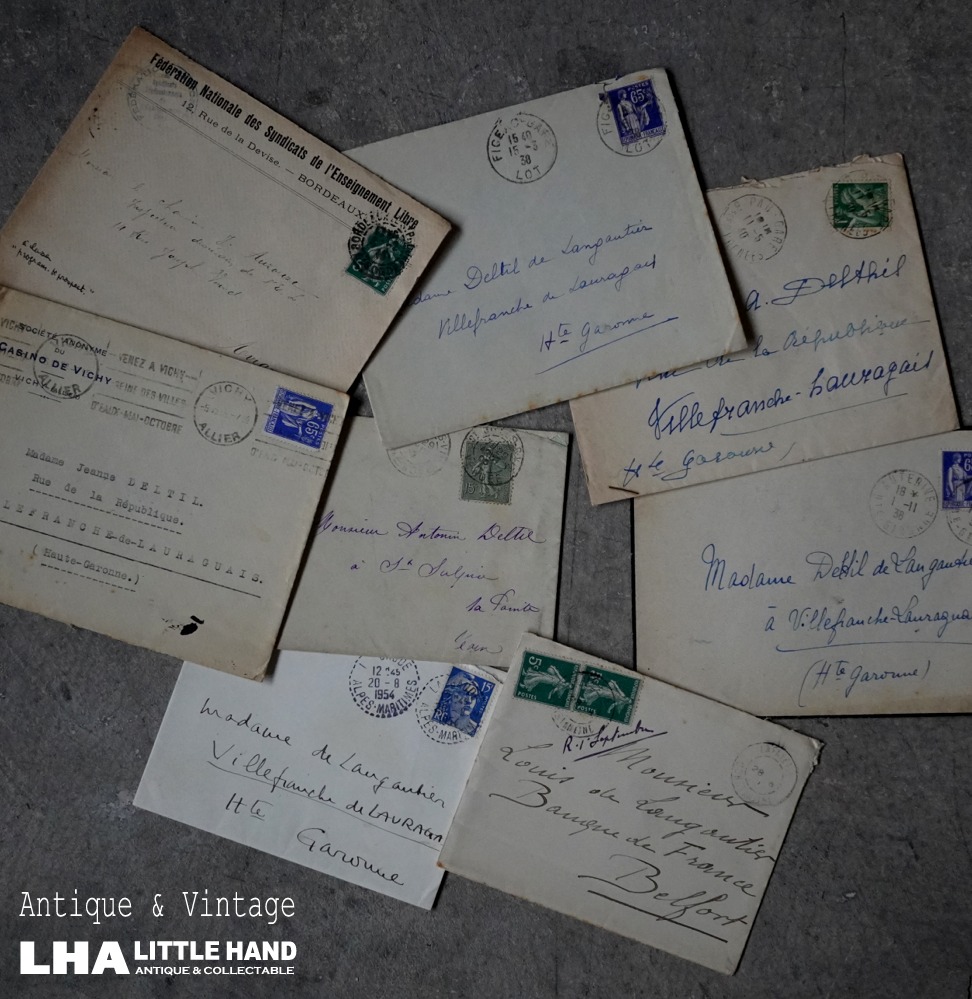 画像1: FRANCE antique LETTER 8pcs フランスアンティー レター 封筒 8枚セット  ヴィンテージ  ビンテージ 1910-1970's