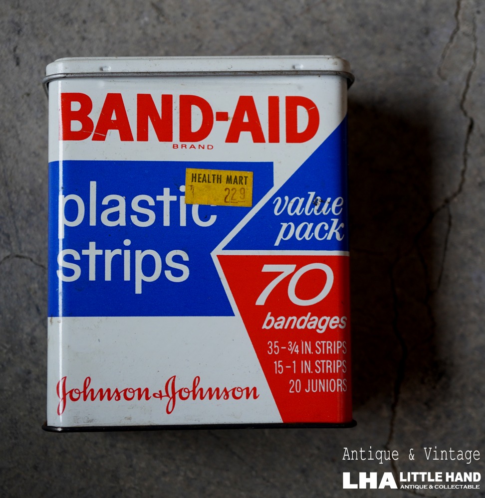 画像1: U.S.A. antique BAND-AID TIN アメリカアンティーク ジョンソン&ジョンソン BAND-AID バンドエイド缶 絆創膏 ヴィンテージ1970-80's 