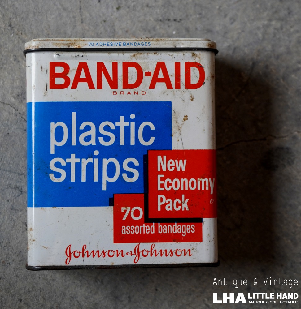 画像1: U.S.A. antique BAND-AID TIN アメリカアンティーク ジョンソン&ジョンソン BAND-AID バンドエイド缶 絆創膏 ヴィンテージ1960-70's 