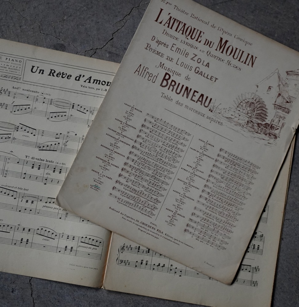 画像1: FRANCE antique Sheet Music 2pcs フランスアンティーク 楽譜 譜面 2SET ヴィンテージ 1920-60's