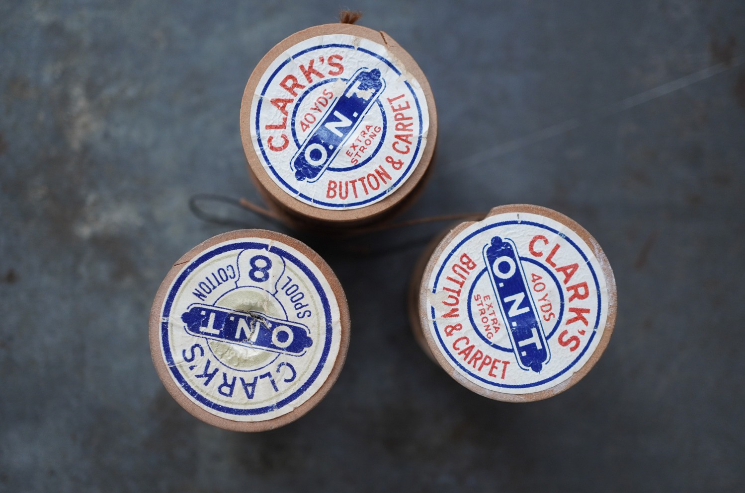 画像3: U.S.A. antique Wooden Spools アメリカアンティーク 木製スプール 糸巻き 糸 3個セット  ヴィンテージ 1960-90's